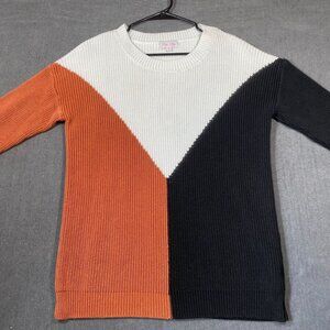 Pink Lily Colorblock Knit Crewneck Sweater Pullover Womens size Medium